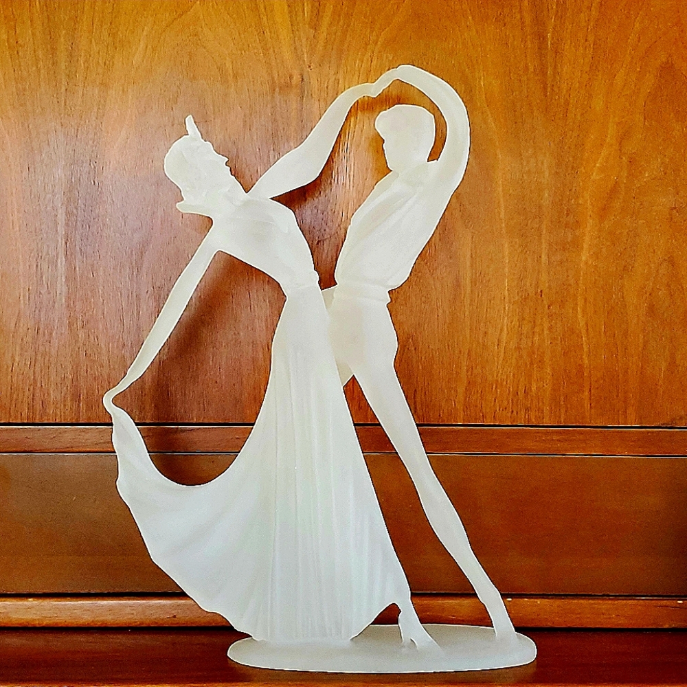 Vintage frosted lucite ballroom dancers sculpture